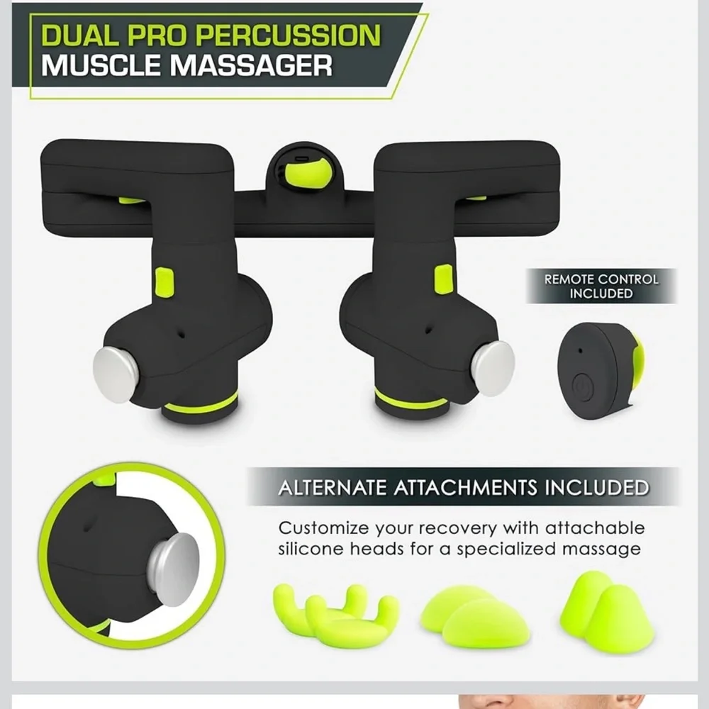 Dual Pro Percussion Massage Gun, 6 Attachable Pieces for Deep Tissue Relief